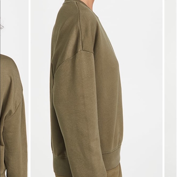 Good American Khaki Drop Shoulder Long Wide Sleeve Crewneck Sweatshirt - Picture 3 of 16